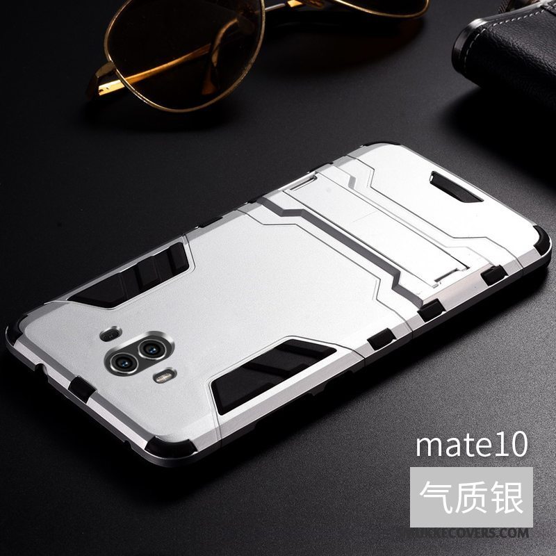 Etui Huawei Mate 10 Metal Anti-fald Trend, Cover Huawei Mate 10 Silikone Rød Tre Forsvar