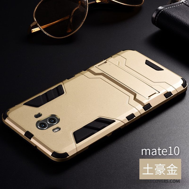 Etui Huawei Mate 10 Metal Anti-fald Trend, Cover Huawei Mate 10 Silikone Rød Tre Forsvar