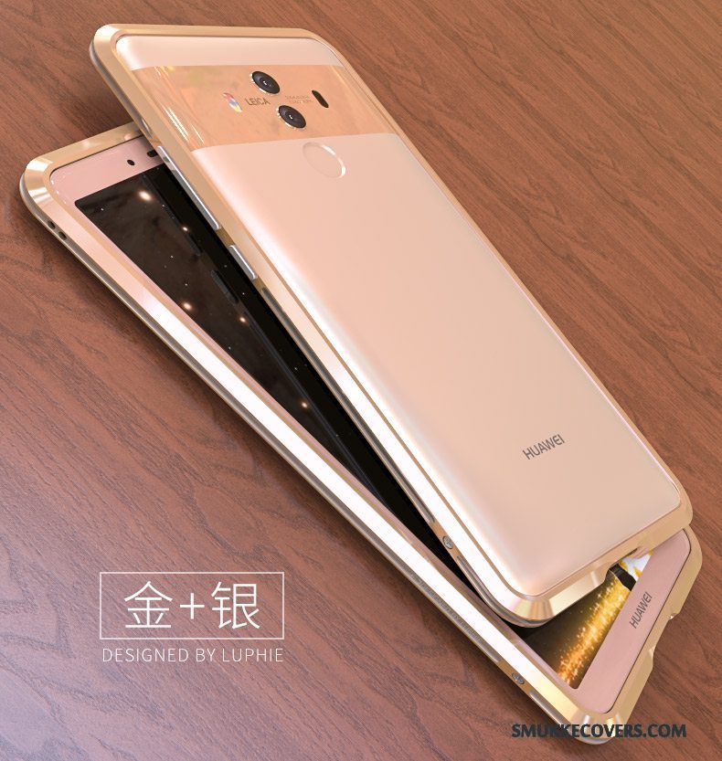 Etui Huawei Mate 10 Metal Ramme Guld, Cover Huawei Mate 10 Beskyttelse Telefontynd