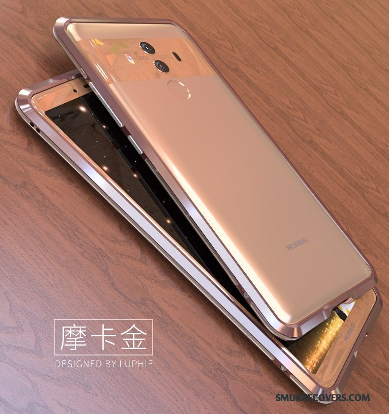 Etui Huawei Mate 10 Metal Ramme Guld, Cover Huawei Mate 10 Beskyttelse Telefontynd