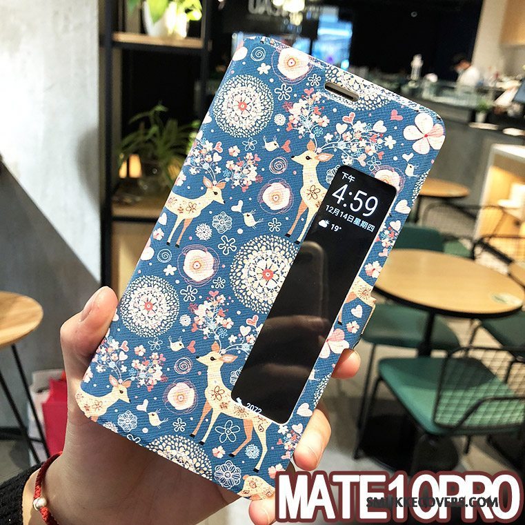 Etui Huawei Mate 10 Pro Læder Trend Vækstdvale, Cover Huawei Mate 10 Pro Beskyttelse Hvid Tilbehør