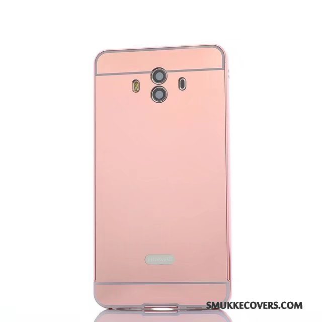 Etui Huawei Mate 10 Pro Metal Bagdæksel Spejl, Cover Huawei Mate 10 Pro Beskyttelse Lyserød Ramme