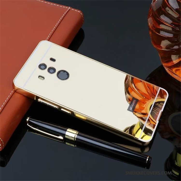 Etui Huawei Mate 10 Pro Metal Bagdæksel Spejl, Cover Huawei Mate 10 Pro Beskyttelse Lyserød Ramme