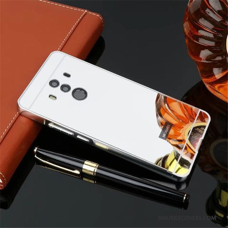 Etui Huawei Mate 10 Pro Metal Bagdæksel Spejl, Cover Huawei Mate 10 Pro Beskyttelse Lyserød Ramme