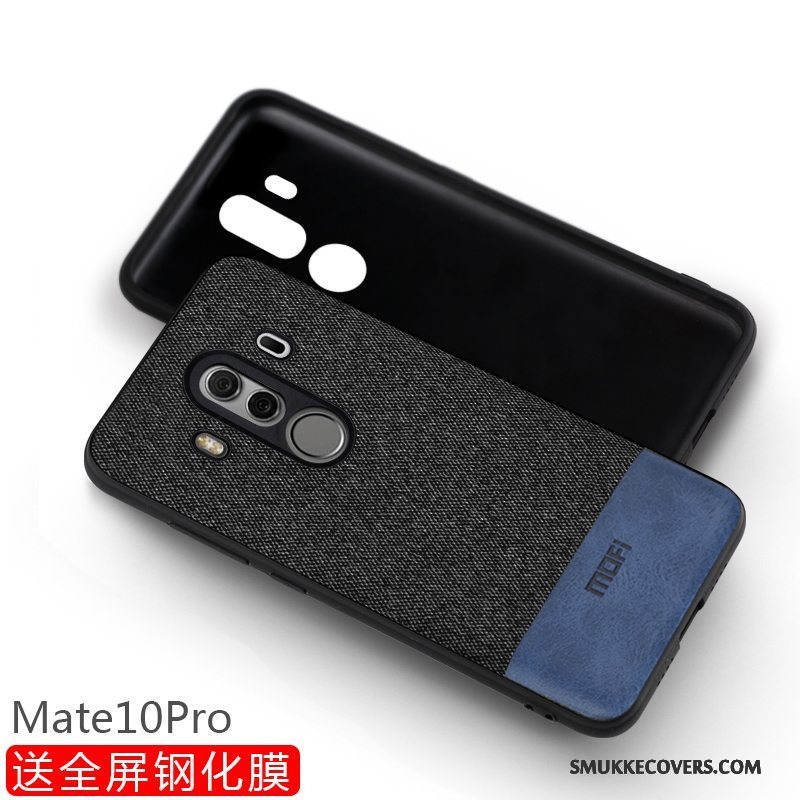 Etui Huawei Mate 10 Pro Silikone Sort Nubuck, Cover Huawei Mate 10 Pro Tasker Anti-fald Telefon