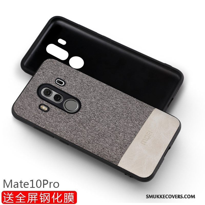 Etui Huawei Mate 10 Pro Silikone Sort Nubuck, Cover Huawei Mate 10 Pro Tasker Anti-fald Telefon