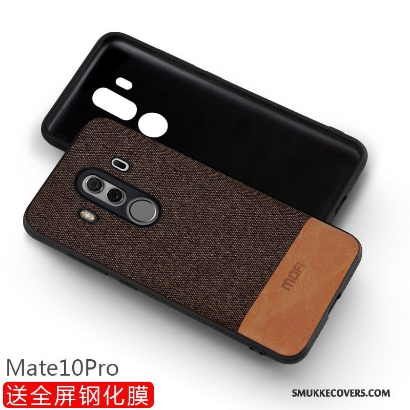 Etui Huawei Mate 10 Pro Silikone Sort Nubuck, Cover Huawei Mate 10 Pro Tasker Anti-fald Telefon