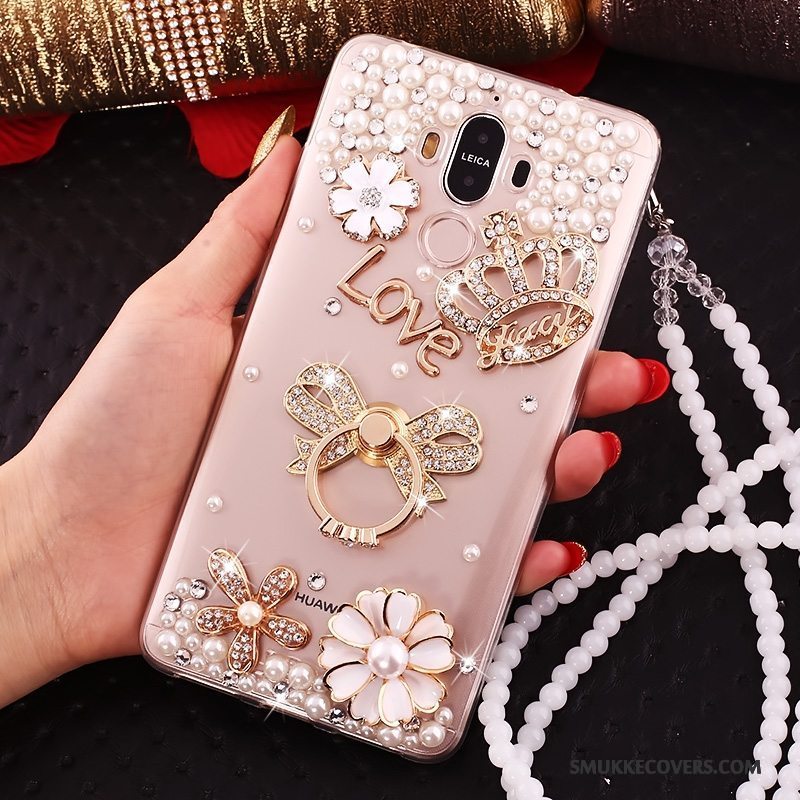 Etui Huawei Mate 10 Pro Strass Rød Telefon, Cover Huawei Mate 10 Pro Gennemsigtig