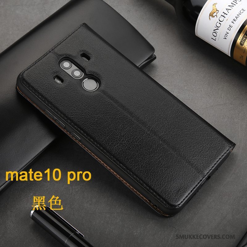 Etui Huawei Mate 10 Pro Tasker Business Sort, Cover Huawei Mate 10 Pro Folio Anti-fald Telefon