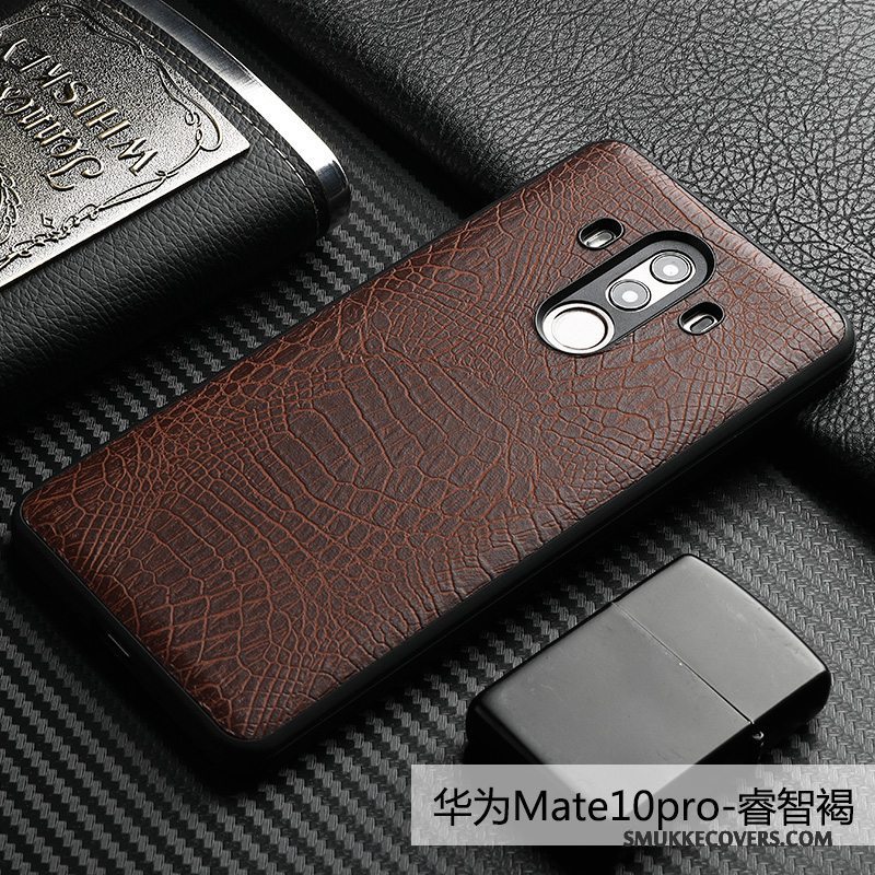 Etui Huawei Mate 10 Pro Tasker Krokodille Anti-fald, Cover Huawei Mate 10 Pro Læder Telefonsort