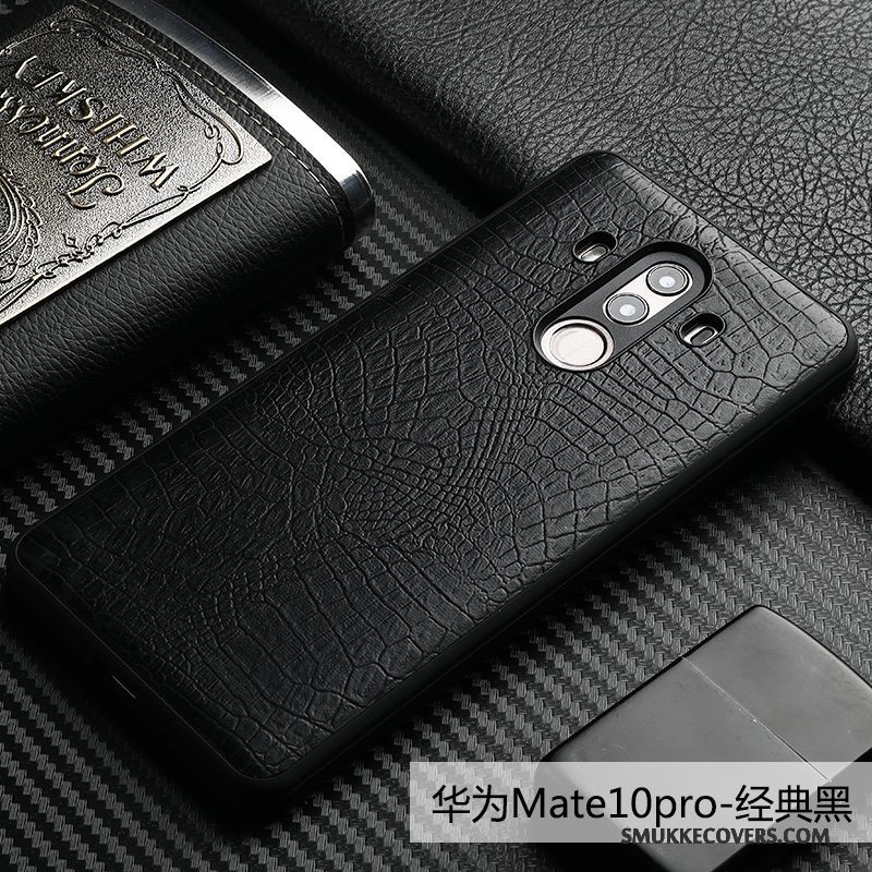 Etui Huawei Mate 10 Pro Tasker Krokodille Anti-fald, Cover Huawei Mate 10 Pro Læder Telefonsort