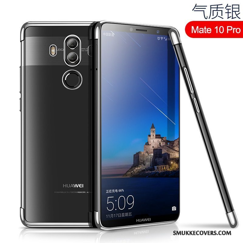 Etui Huawei Mate 10 Pro Tasker Telefonanti-fald, Cover Huawei Mate 10 Pro Silikone Gennemsigtig Sølv