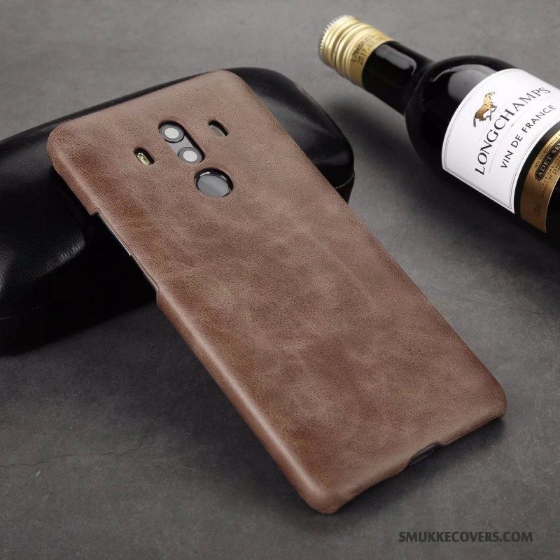 Etui Huawei Mate 10 Pro Vintage Nubuck Sort, Cover Huawei Mate 10 Pro Læder Cow Telefon