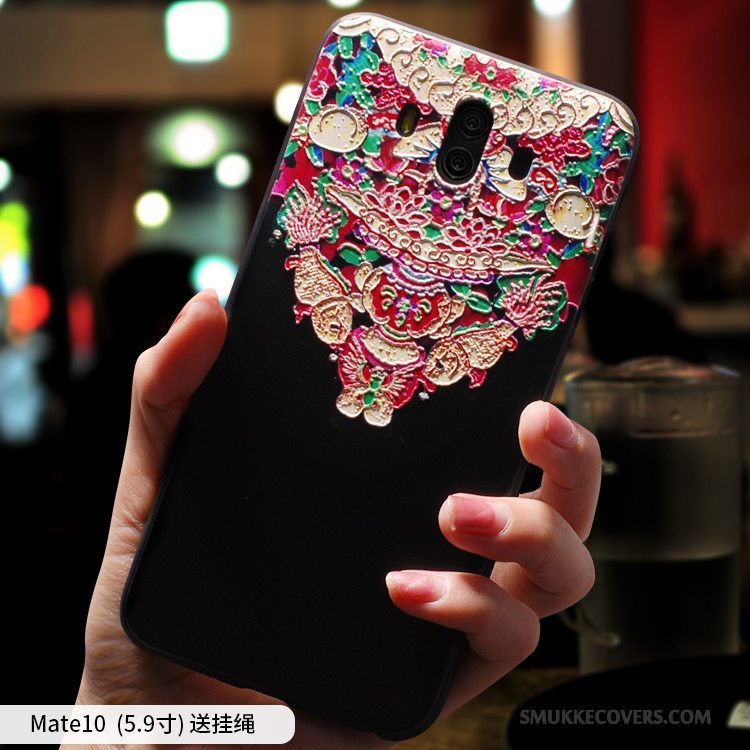 Etui Huawei Mate 10 Silikone Anti-fald Lyserød, Cover Huawei Mate 10 Blød Kinesisk Stil Af Personlighed