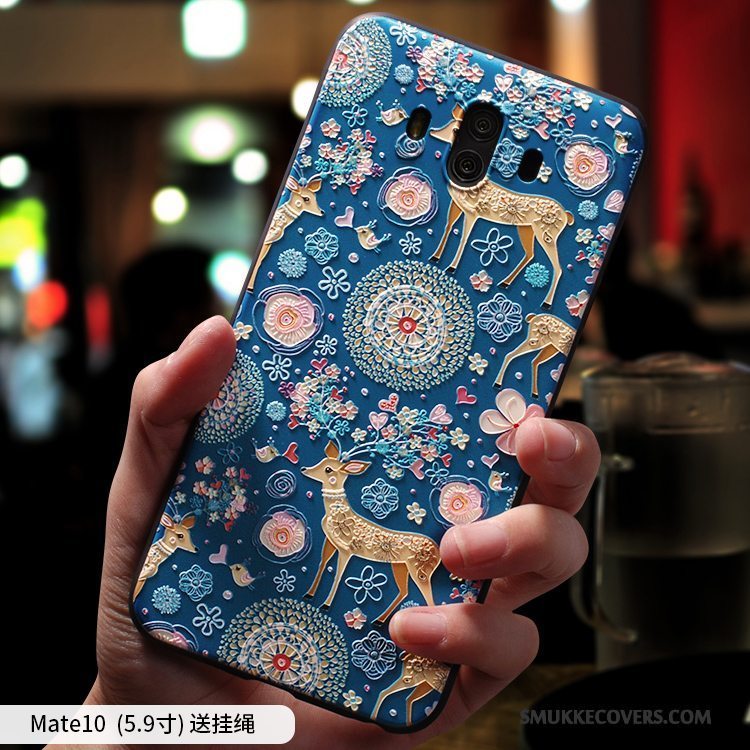 Etui Huawei Mate 10 Silikone Trend Telefon, Cover Huawei Mate 10 Kreativ Af Personlighed Blå