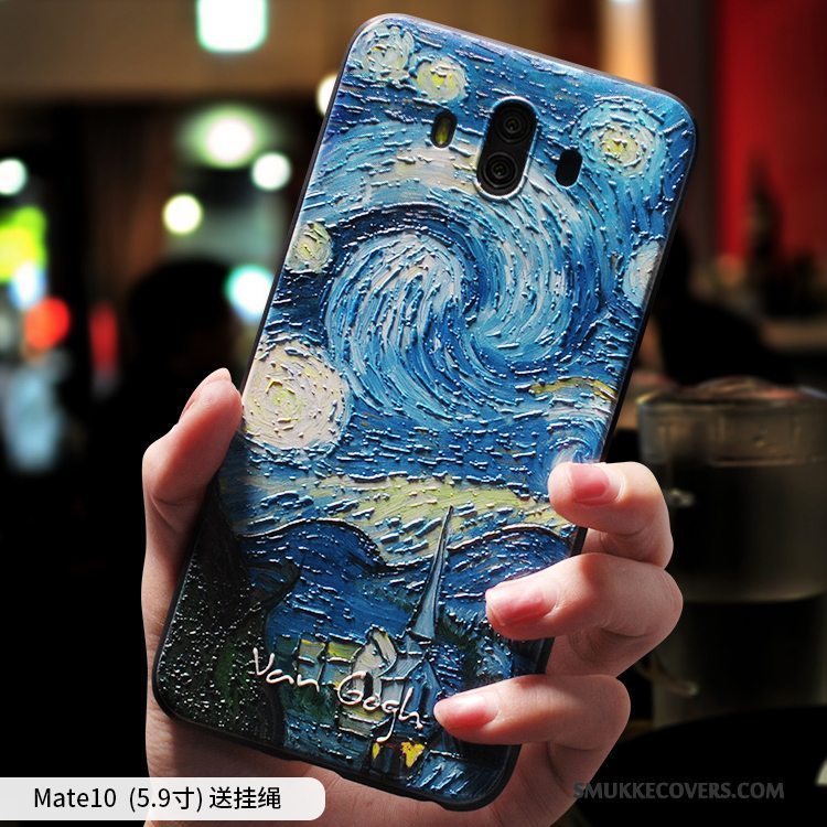 Etui Huawei Mate 10 Tasker Blå Kunst, Cover Huawei Mate 10 Kreativ Anti-fald Af Personlighed