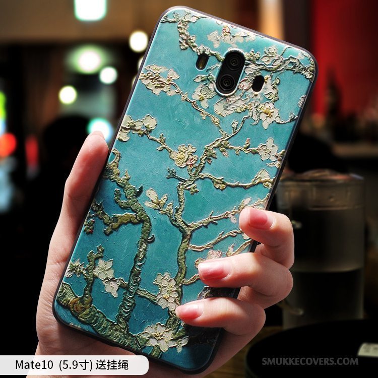 Etui Huawei Mate 10 Tasker Blå Kunst, Cover Huawei Mate 10 Kreativ Anti-fald Af Personlighed