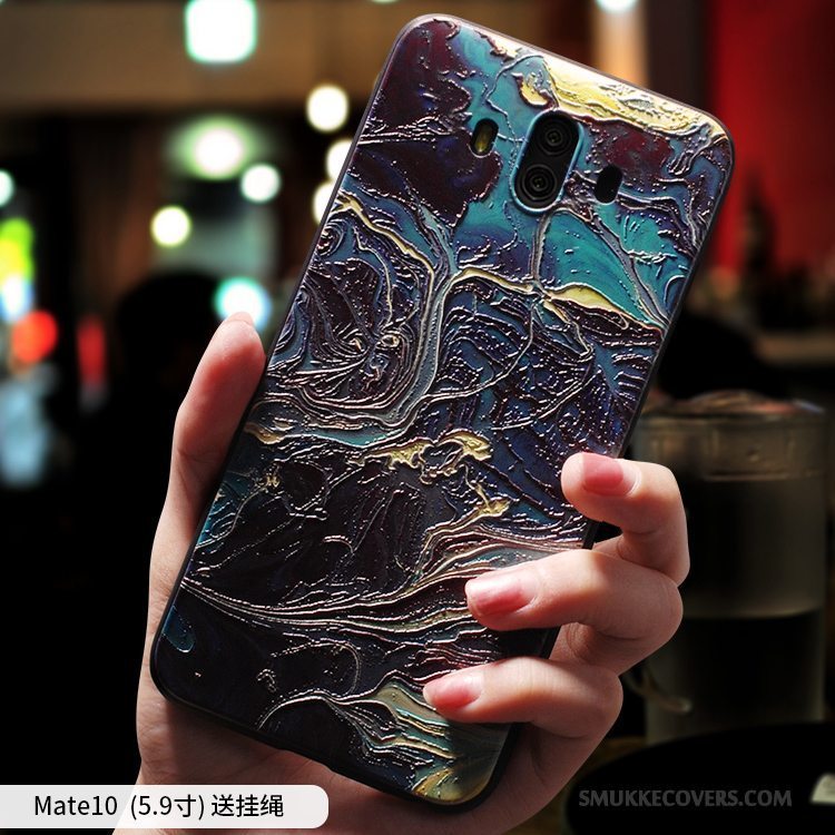 Etui Huawei Mate 10 Tasker Blå Kunst, Cover Huawei Mate 10 Kreativ Anti-fald Af Personlighed