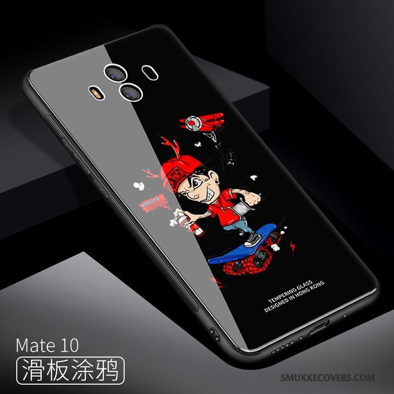 Etui Huawei Mate 10 Tasker Glas Rød, Cover Huawei Mate 10 Malet Anti-fald Telefon