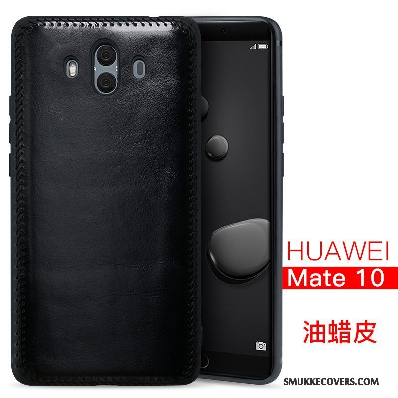 Etui Huawei Mate 10 Tasker Kvalitet Telefon, Cover Huawei Mate 10 Læder Anti-fald Sort