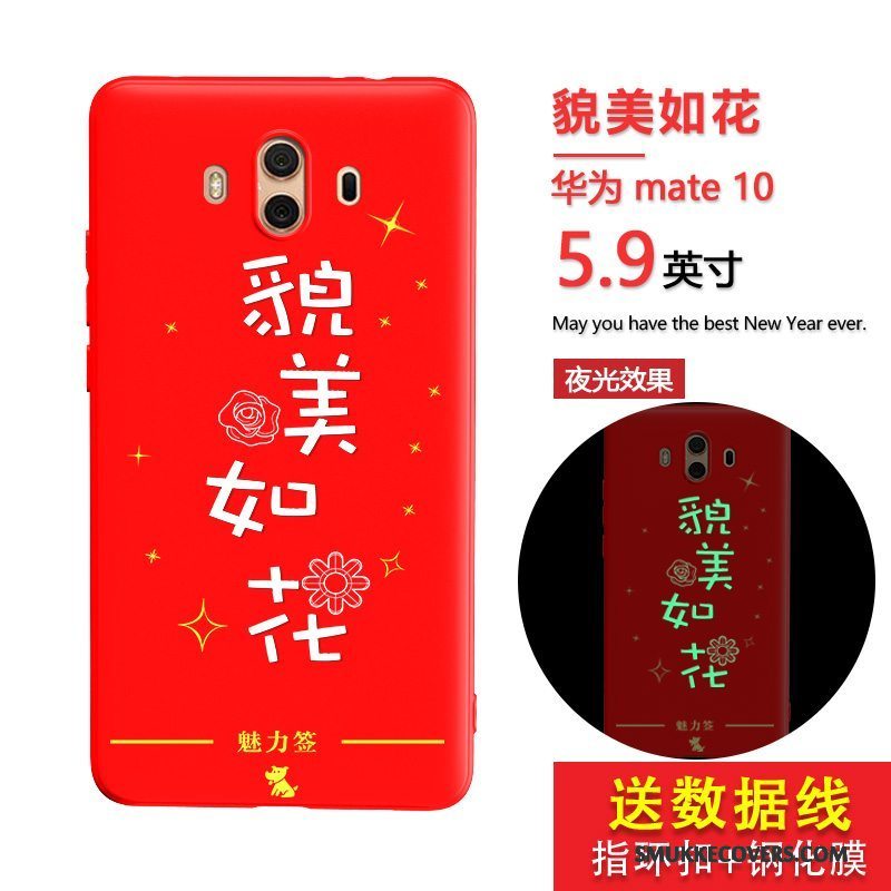 Etui Huawei Mate 10 Tasker Rød Anti-fald, Cover Huawei Mate 10 Silikone Telefonaf Personlighed