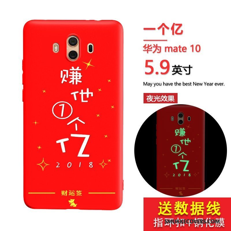 Etui Huawei Mate 10 Tasker Rød Anti-fald, Cover Huawei Mate 10 Silikone Telefonaf Personlighed
