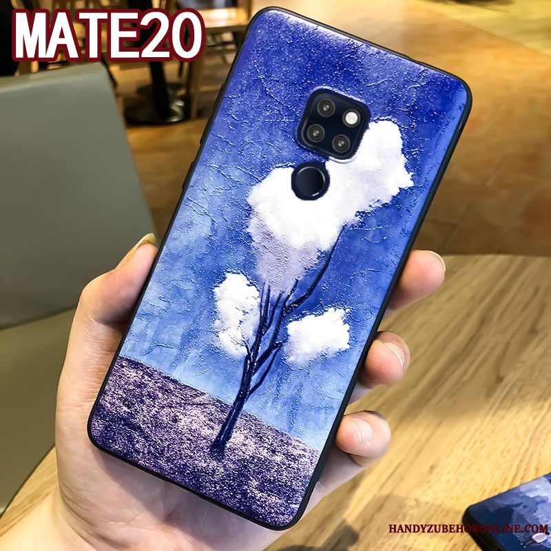 Etui Huawei Mate 20 Kreativ Blå Anti-fald, Cover Huawei Mate 20 Blød Elskeren Hængende Ornamenter