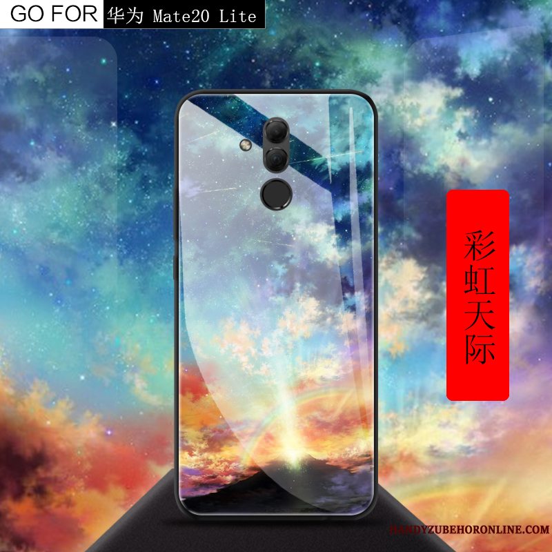 Etui Huawei Mate 20 Lite Kreativ Spejl Telefon, Cover Huawei Mate 20 Lite Hærdet Glas Blå