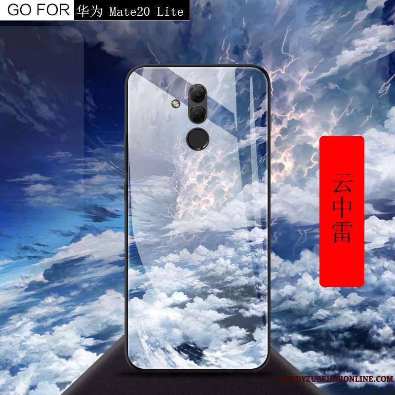 Etui Huawei Mate 20 Lite Kreativ Spejl Telefon, Cover Huawei Mate 20 Lite Hærdet Glas Blå