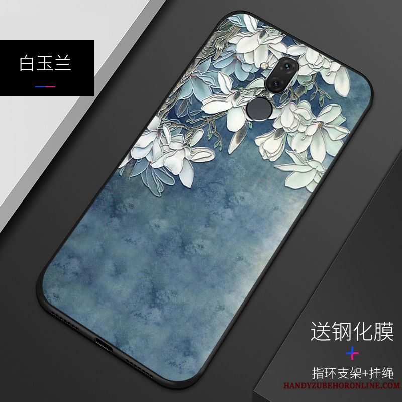 Etui Huawei Mate 20 Lite Relief Telefonnubuck, Cover Huawei Mate 20 Lite Beskyttelse Tilpas Blå