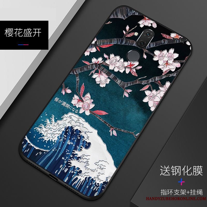 Etui Huawei Mate 20 Lite Relief Telefonnubuck, Cover Huawei Mate 20 Lite Beskyttelse Tilpas Blå