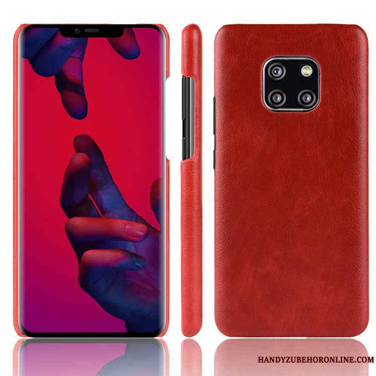 Etui Huawei Mate 20 Rs Læder Hård Rød, Cover Huawei Mate 20 Rs Beskyttelse Mønster Litchi