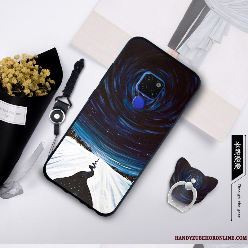 Etui Huawei Mate 20 X Blød Blå Hængende Ornamenter, Cover Huawei Mate 20 X Malet Telefonanti-fald