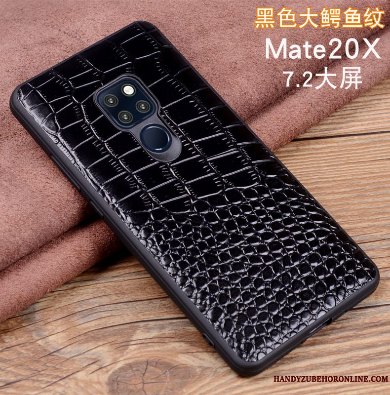 Etui Huawei Mate 20 X Læder Sort, Cover Huawei Mate 20 X Beskyttelse