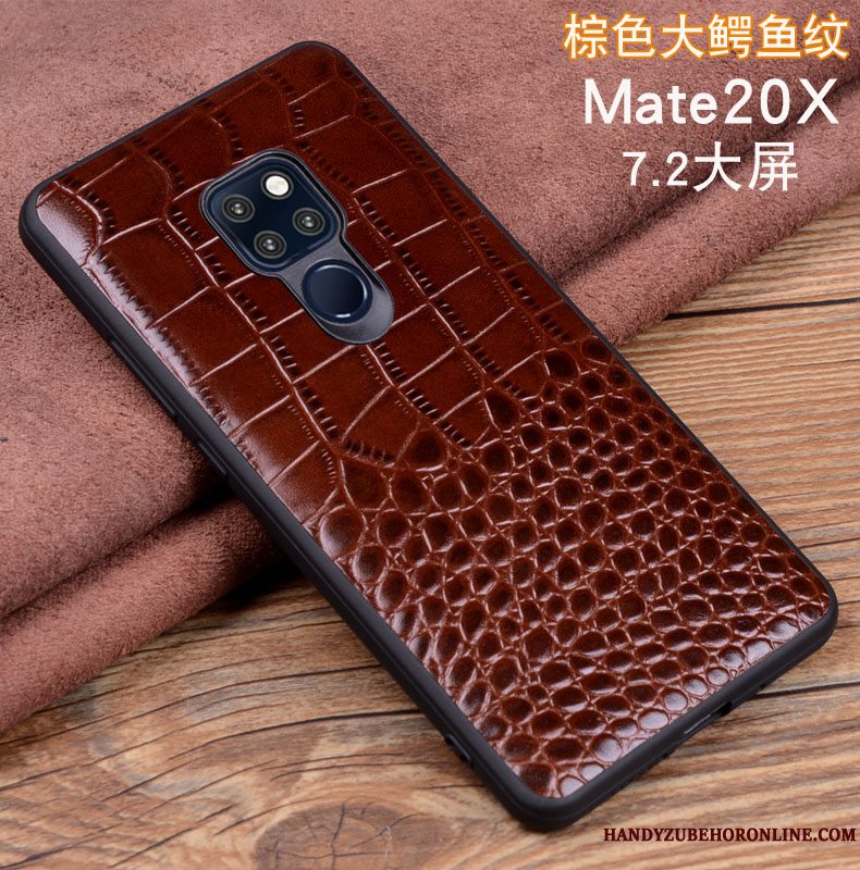 Etui Huawei Mate 20 X Læder Sort, Cover Huawei Mate 20 X Beskyttelse