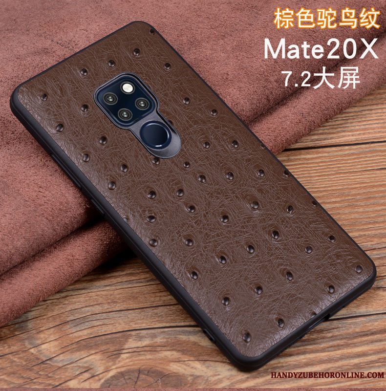 Etui Huawei Mate 20 X Læder Sort, Cover Huawei Mate 20 X Beskyttelse