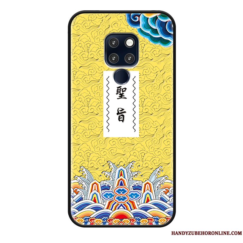 Etui Huawei Mate 20 X Relief Kinesisk Stil Anti-fald, Cover Huawei Mate 20 X Kreativ Gul Telefon