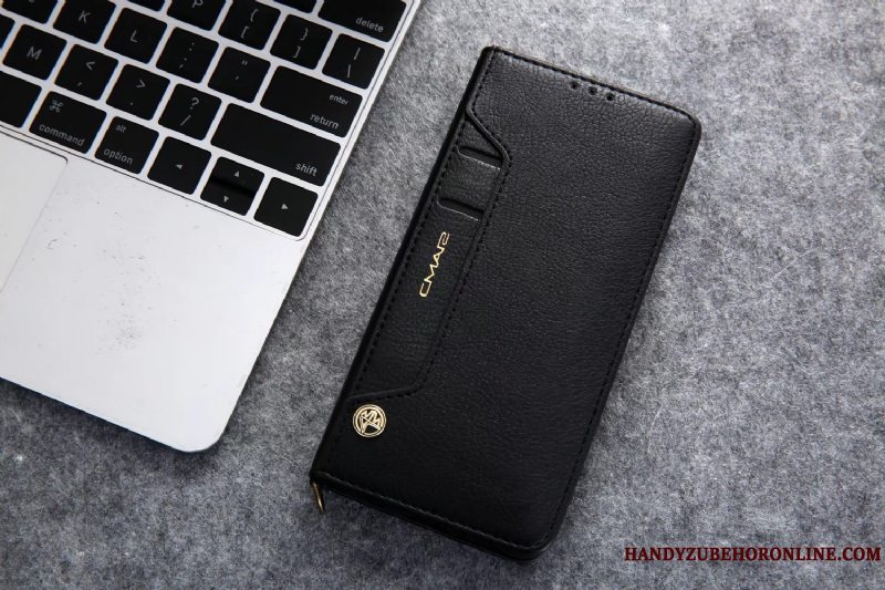 Etui Huawei Mate 30 Folio Anti-fald Sort, Cover Huawei Mate 30 Tasker Kort Telefon