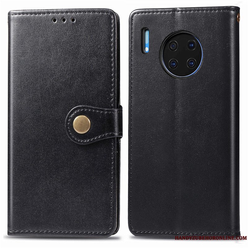 Etui Huawei Mate 30 Folio Solid Farve Simple, Cover Huawei Mate 30 Læder Hængende Ornamenter Rød