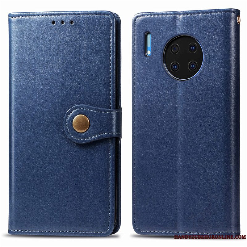 Etui Huawei Mate 30 Folio Solid Farve Simple, Cover Huawei Mate 30 Læder Hængende Ornamenter Rød