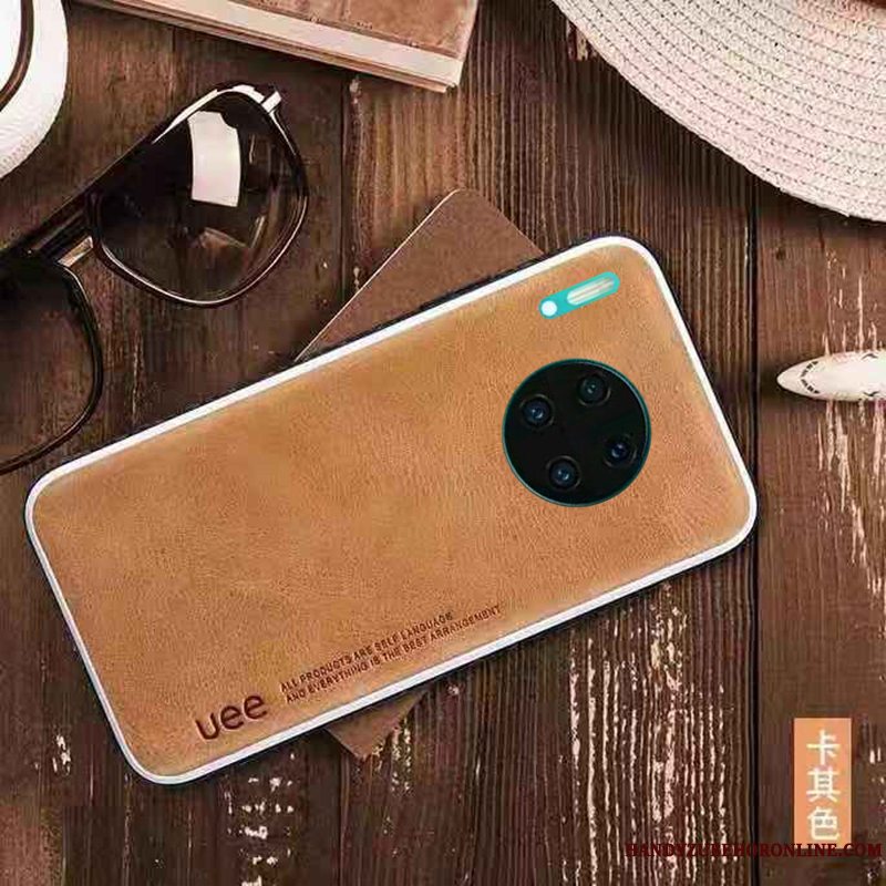 Etui Huawei Mate 30 Pro Beskyttelse Anti-fald Telefon, Cover Huawei Mate 30 Pro Læder Vinrød High End