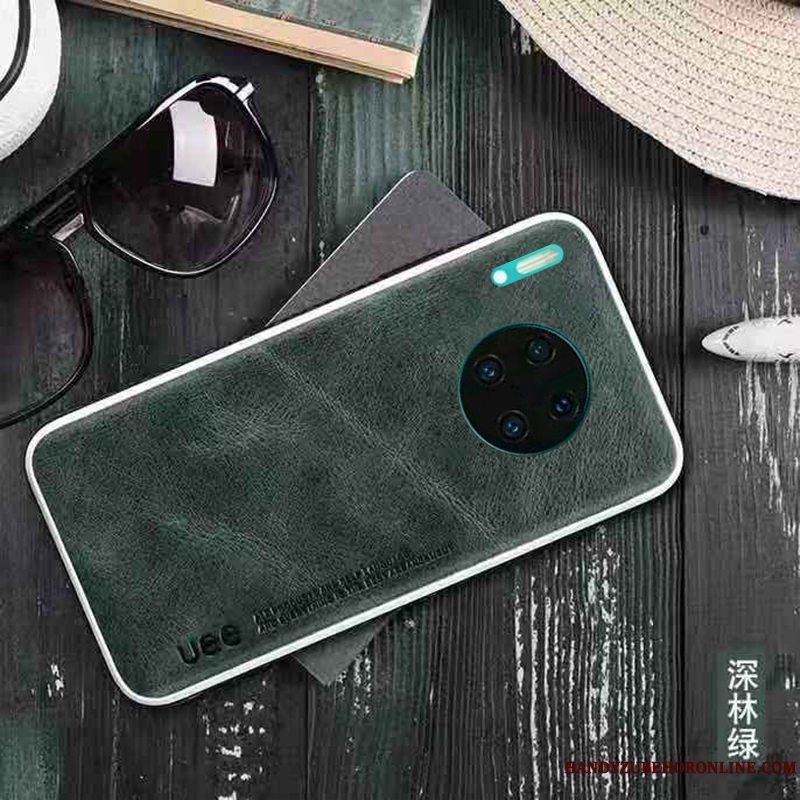 Etui Huawei Mate 30 Pro Beskyttelse Anti-fald Telefon, Cover Huawei Mate 30 Pro Læder Vinrød High End