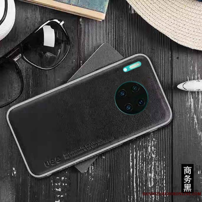 Etui Huawei Mate 30 Pro Beskyttelse Anti-fald Telefon, Cover Huawei Mate 30 Pro Læder Vinrød High End