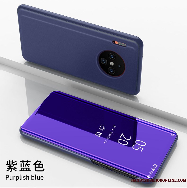 Etui Huawei Mate 30 Pro Beskyttelse Spejl Blå, Cover Huawei Mate 30 Pro Læder Telefon