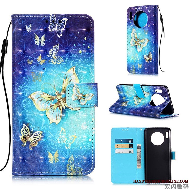 Etui Huawei Mate 30 Pro Læder Hvid Telefon, Cover Huawei Mate 30 Pro Tasker Anti-fald