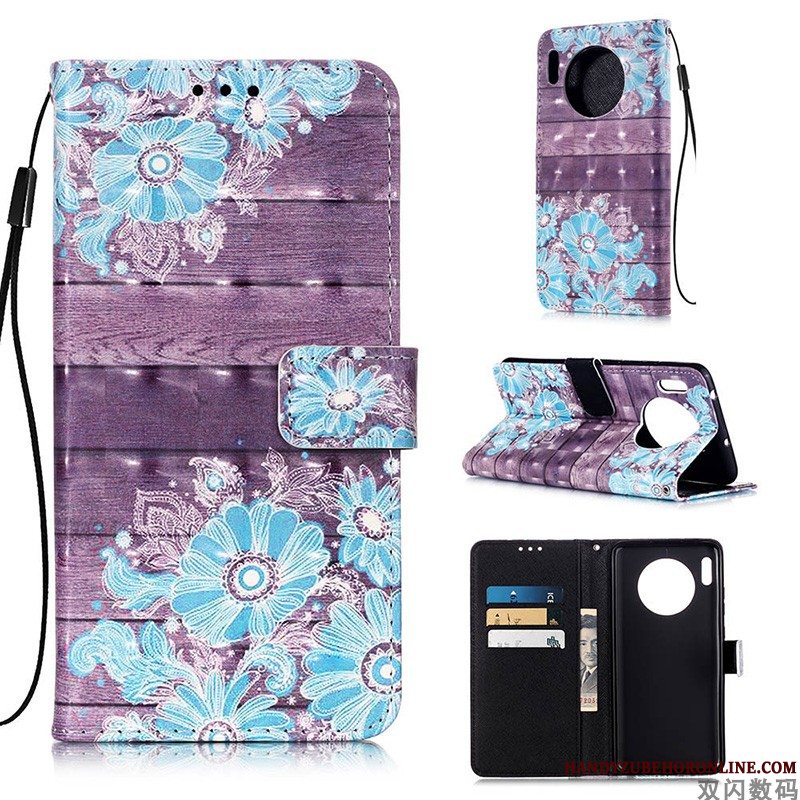 Etui Huawei Mate 30 Pro Læder Hvid Telefon, Cover Huawei Mate 30 Pro Tasker Anti-fald