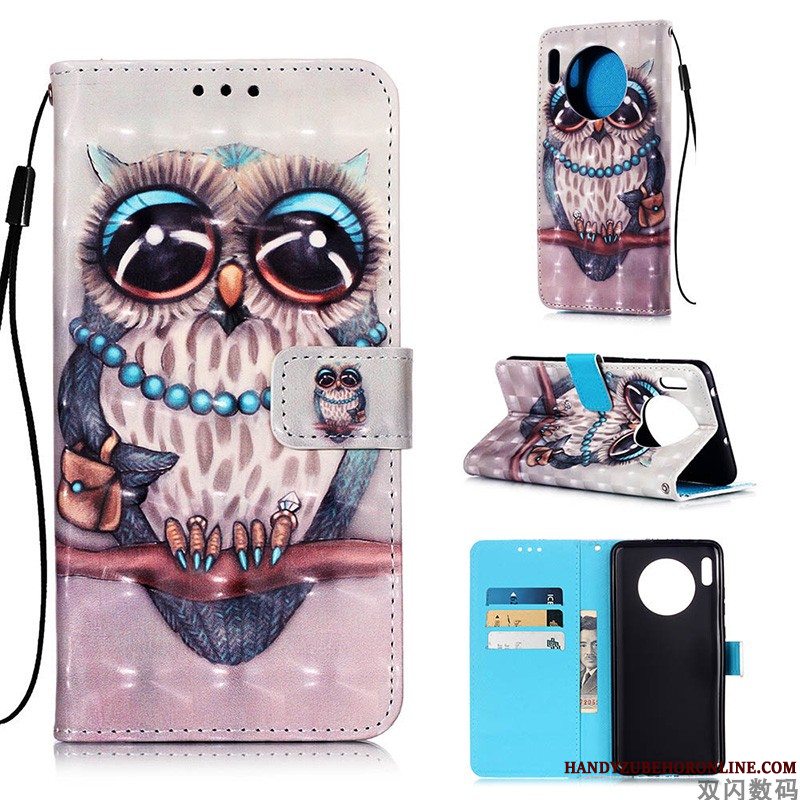 Etui Huawei Mate 30 Pro Læder Hvid Telefon, Cover Huawei Mate 30 Pro Tasker Anti-fald