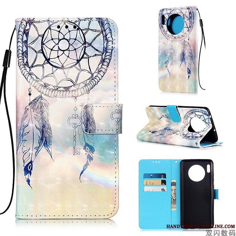 Etui Huawei Mate 30 Pro Læder Hvid Telefon, Cover Huawei Mate 30 Pro Tasker Anti-fald