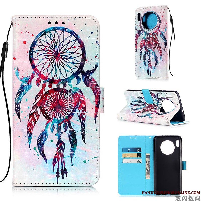 Etui Huawei Mate 30 Pro Læder Hvid Telefon, Cover Huawei Mate 30 Pro Tasker Anti-fald