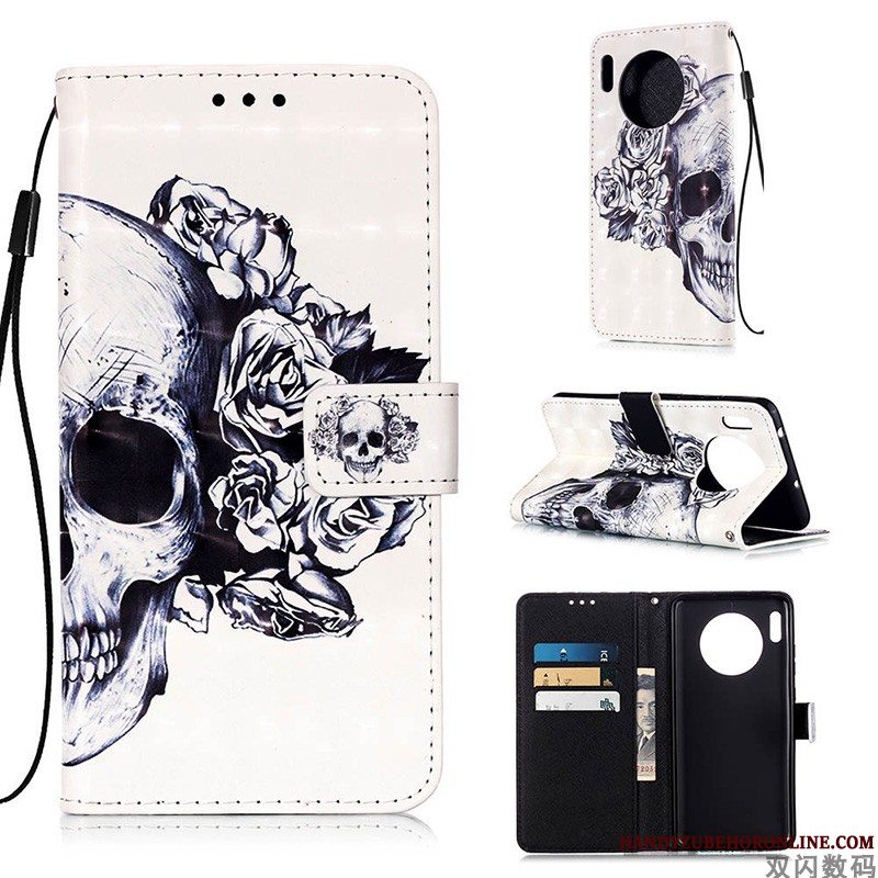 Etui Huawei Mate 30 Pro Læder Hvid Telefon, Cover Huawei Mate 30 Pro Tasker Anti-fald